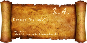Krump Acicét névjegykártya